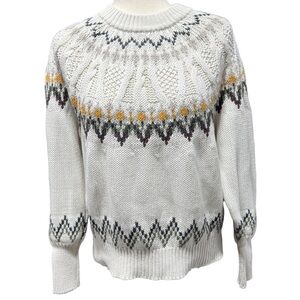 Esprit Fair Isle Nordic Organic Cotton Sweater Sz Medium Cream Multicolor Winter